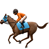 horse racing: medium-dark skin tone apple emoji png image