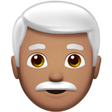 man: medium skin tone, white hair apple emoji png image