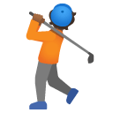 person golfing: medium-dark skin tone google emoji png image