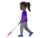 woman with white cane: dark skin tone google emoji png image