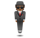 person in suit levitating: medium-dark skin tone google emoji png image