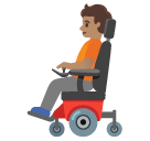 person in motorized wheelchair: medium skin tone google emoji png image