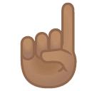 index pointing up: medium skin tone google emoji png image