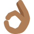 OK hand: medium-dark skin tone twitter emoji png image